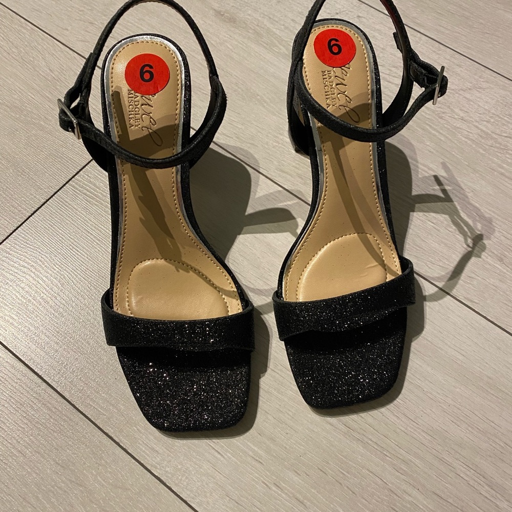 Badgley Mischka Black Glitter Heels